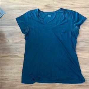 Slub v-neck pocket tee. Lagoon. Small. Madewell